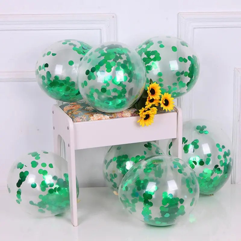 12pcs 12inch/30.5cm Green Sequin Latex Decoration Balloons For Birthday Family Party Wedding Party Baby Shower Decoration Supplies