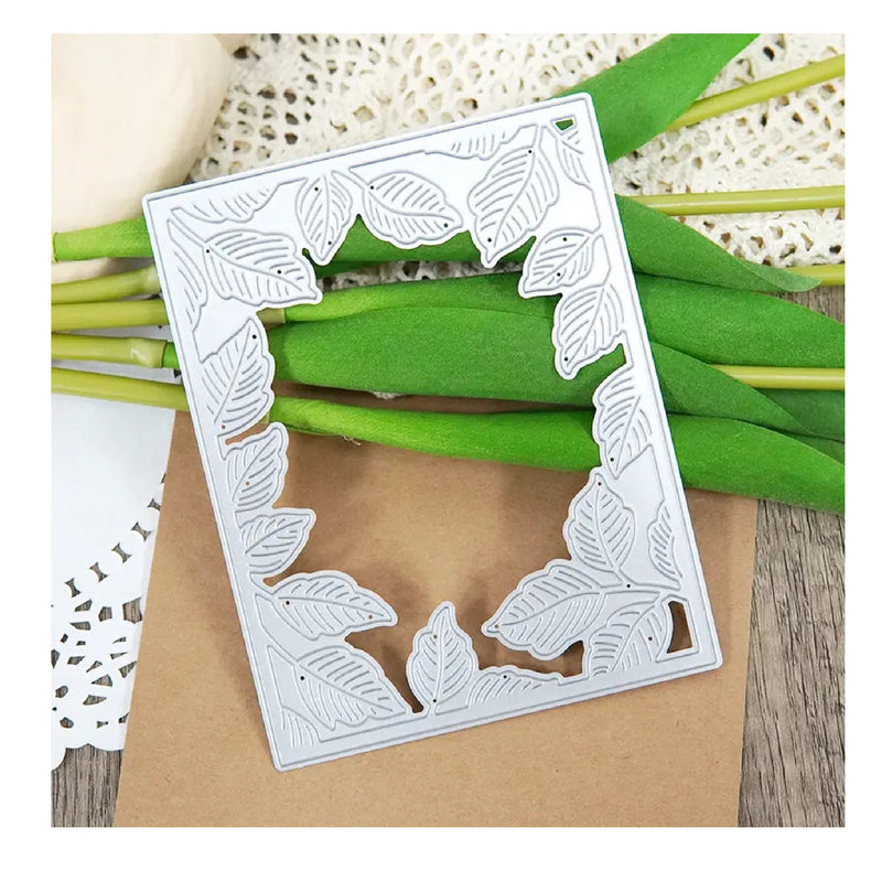 Leaf Rectangular Background Frame Cutting Template