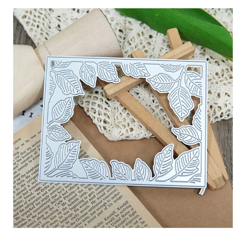 Leaf Rectangular Background Frame Cutting Template