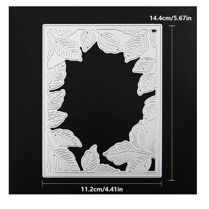 Leaf Rectangular Background Frame Cutting Template