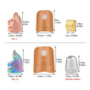 6 Piece Sewing Thimble | Adjustable Metal Thimble Rings and Leather Coin Finger Protectors