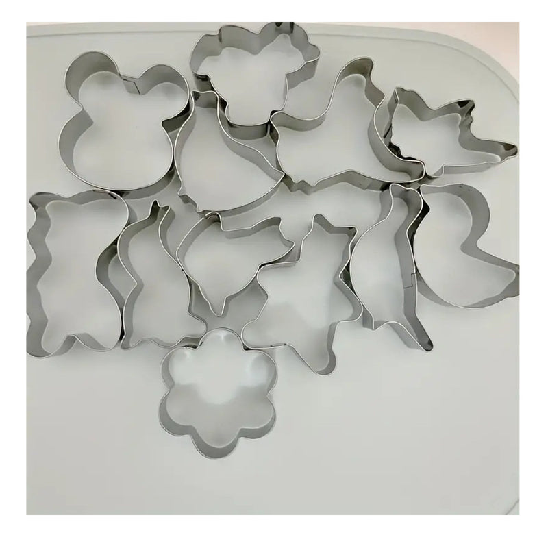 12 Pieces | Cartoon Animal Cookie Cutters | Stainless Steel Candy Molds