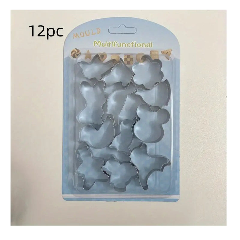 12 Pieces | Cartoon Animal Cookie Cutters | Stainless Steel Candy Molds