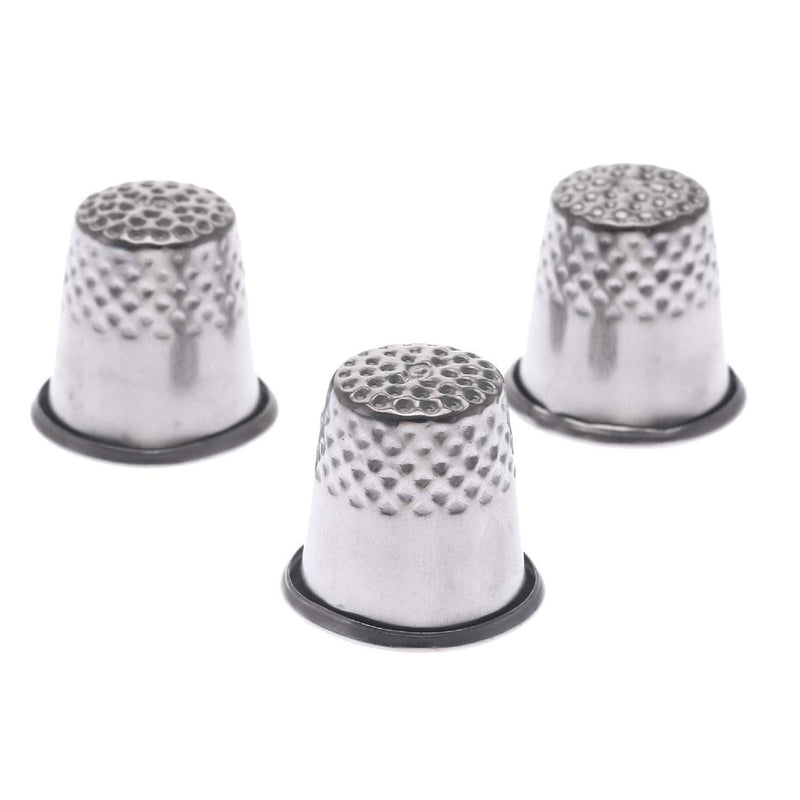 Dophee 3pcs Silver Finger Thimble Tailor Sewing Pin Needle Grip Hand Shield Protector