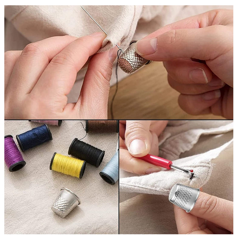 Sewing Thimble, Thimbles for Hand Sewing, Metal Thimbles for Hand Sewing,  Sewing Thimble Rings and Leather Coin Thimble for Needlework, Hand