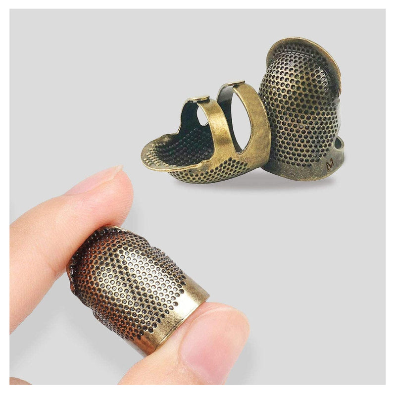 8 Sewing Thimbles | Finger Protector | Metal Bronze Adjustable Thimble | Sewing Thimble Rings