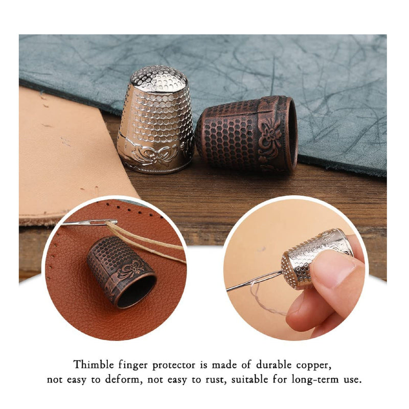 10 Sewing Thimbles To Work By Hand | Adjustable Metal Finger Protection Ring