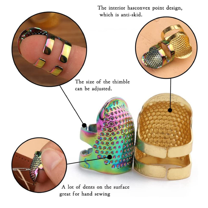 10 Sewing Thimbles To Work By Hand | Adjustable Metal Finger Protection Ring