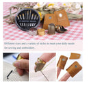 8 Sewing Thimbles + 30 Sewing Needles | Finger Protector | Metallic Bronze Adjustable Thimble