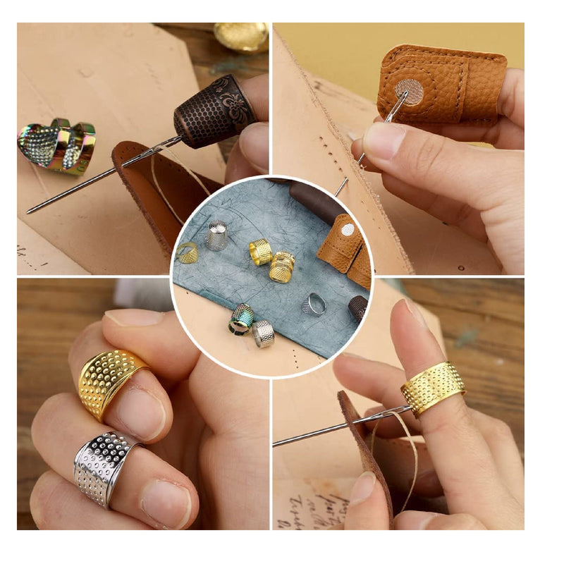 10 Sewing Thimbles To Work By Hand | Adjustable Metal Finger Protection Ring