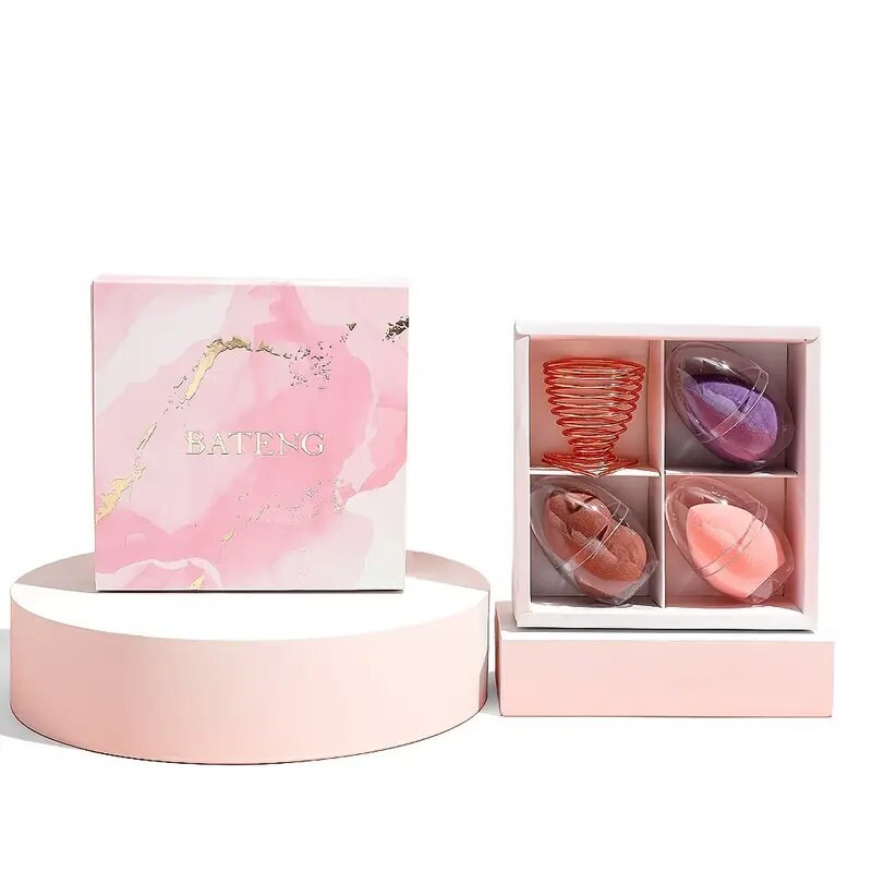 BATENG Pink Marble Makeup Sponges Set Beauty Sponge | Blending Sponge For Liquid | Cream And Powder | Multicolor Makeup Sponge