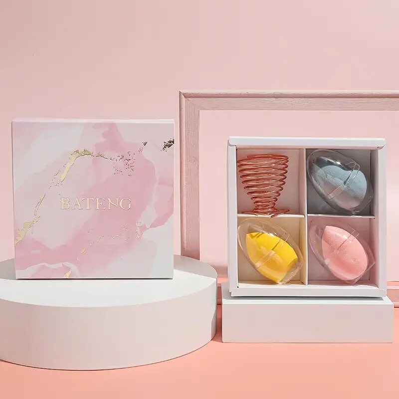 BATENG Pink Marble Makeup Sponges Set Beauty Sponge | Blending Sponge For Liquid | Cream And Powder | Multicolor Makeup Sponge