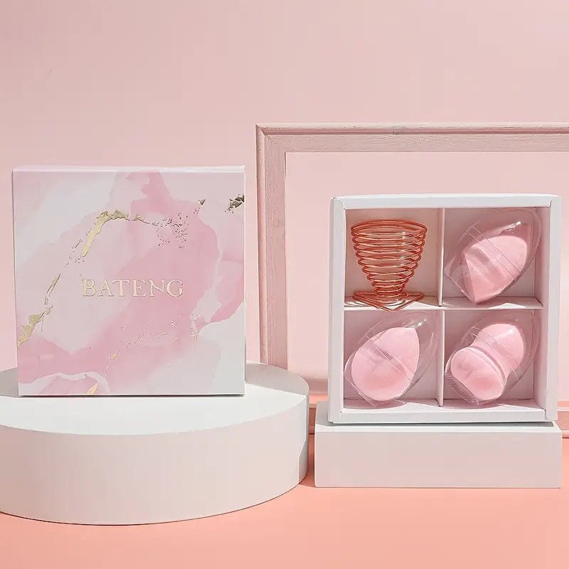 BATENG Pink Marble Makeup Sponges Set Beauty Sponge | Blending Sponge For Liquid | Cream And Powder | Multicolor Makeup Sponge