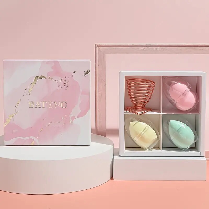 BATENG Pink Marble Makeup Sponges Set Beauty Sponge | Blending Sponge For Liquid | Cream And Powder | Multicolor Makeup Sponge