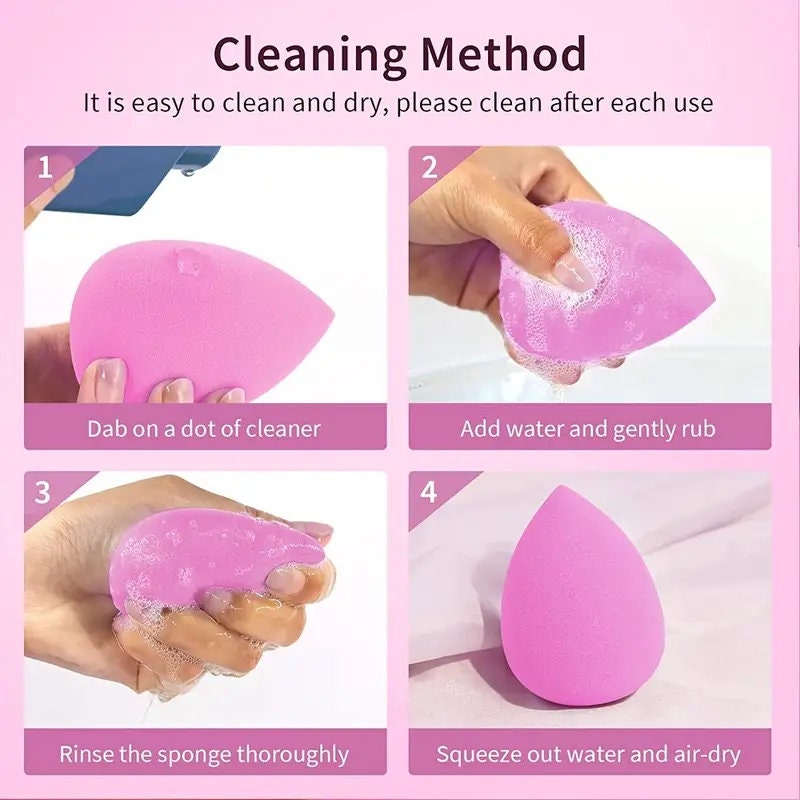 5 Pcs Makeup Sponge Set | Foundation Blending Beauty Sponge | Pink Makeup Sponges