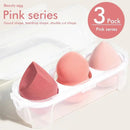 3 Pcs Premium Makeup Sponge With Transparent Box Makeup Puff Beauty Foundation Blend Sponge Pink Professional Makeup Tool