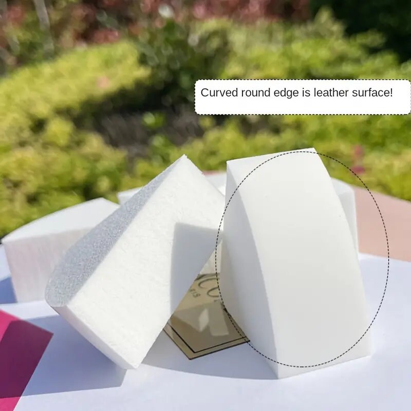 6pcs Triangle Powder Puff Curved Round Edge Leather Surface Makeup Sponges Dry And Wet Dual-use For Powder Foundation Cream