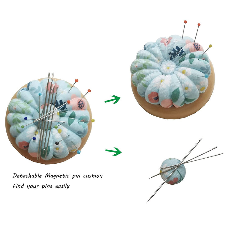 NC Wood Base Needle Pin Kits Include Wooden Magnetic Pincushion | Portable With Wooden Needle Case