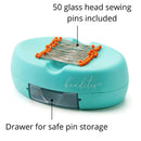 Beaditive Magnetic Pincushion With Drawer | Heavy Duty Magnetic Cushion For Sewing Pins | 50 Glass Head Quilting Pins