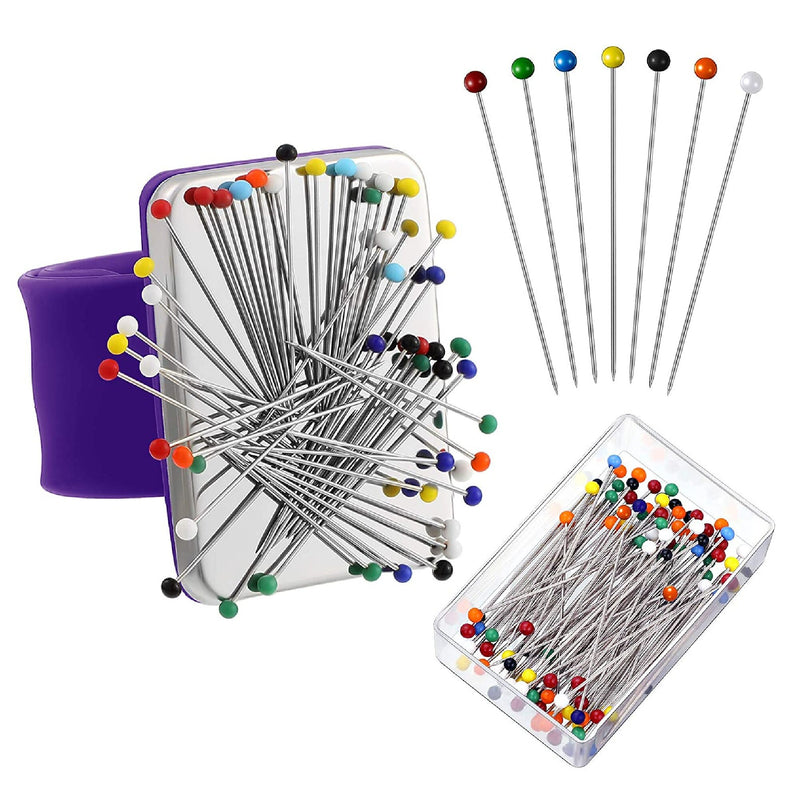 Magnetic Pincushion For Sewing With 100 Sewing Pins | Wrist Pin Set | Magnetic Wrist Pin Holder