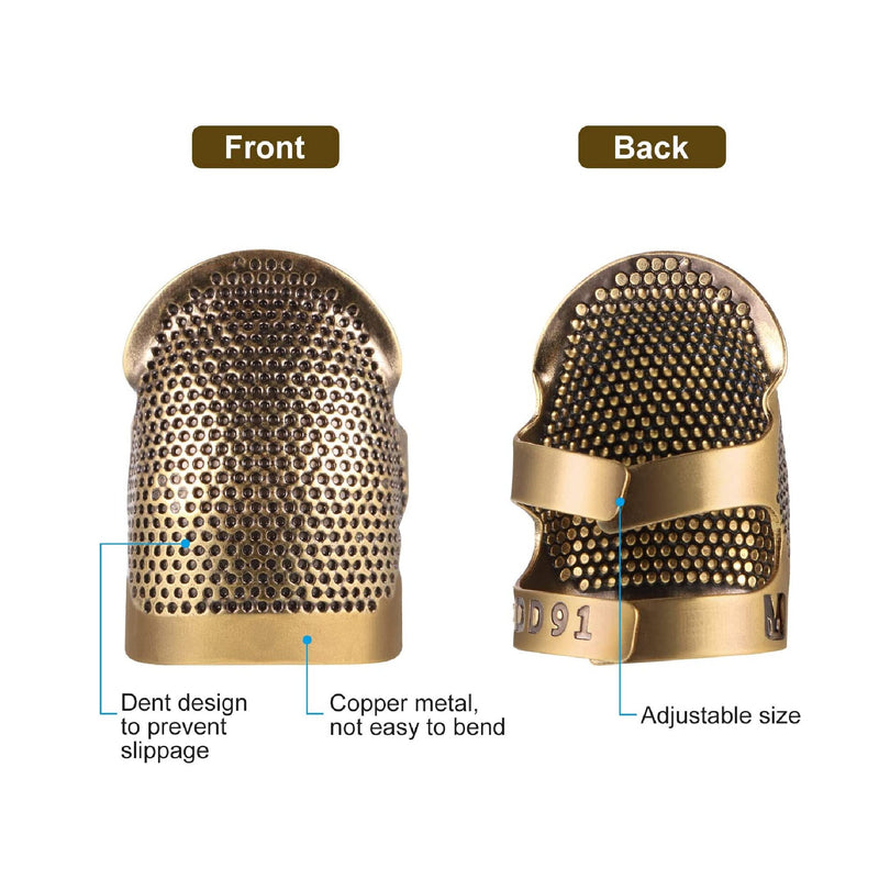 4 Pieces Sewing Thimble, Metal Copper Sewing Thimble Finger Protector  Adjustable Finger Shield Ring Fingertip Thimble Sewing Quilting Craft  Accessorie