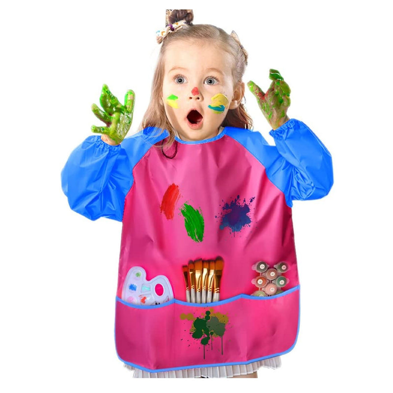 KUUQA Waterproof Art Smock | Kids Art Aprons Children's Art Smock Long Sleeve With 3 Roomy Pockets | Paints And Brushes Not included