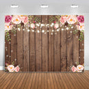 7x5ft Rustic Wood Floral Backdrop for Baby Shower Newborn Studio Picture Photography Retro Wooden