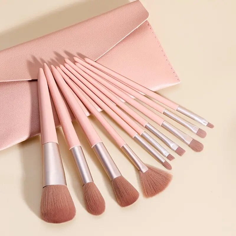 10Pcs Professional Makeup Brushes Tool Set Powder Blush Foundation Eye Shadow Lip Make Up Fan Brush Cosmetic Kit Makeup Brush