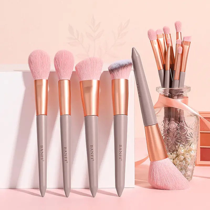 Makeup Brushes Set | 13 Pcs Pink Professional Foundation Eyeshadow Eyeliner Eyeliner Make Up Brushes With Bag