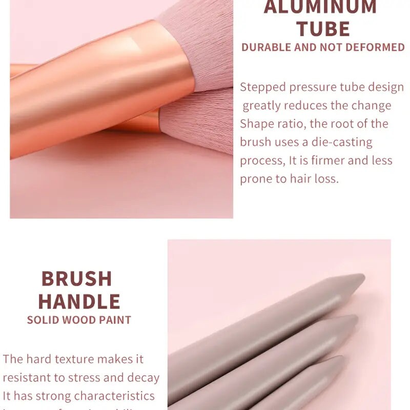 Makeup Brushes Set | 13 Pcs Pink Professional Foundation Eyeshadow Eyeliner Eyeliner Make Up Brushes With Bag