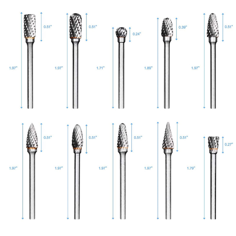 Spinning Strawberry Game | 10 Pieces Tungsten Carbide Rotary Burrs | Double Cut Point Files