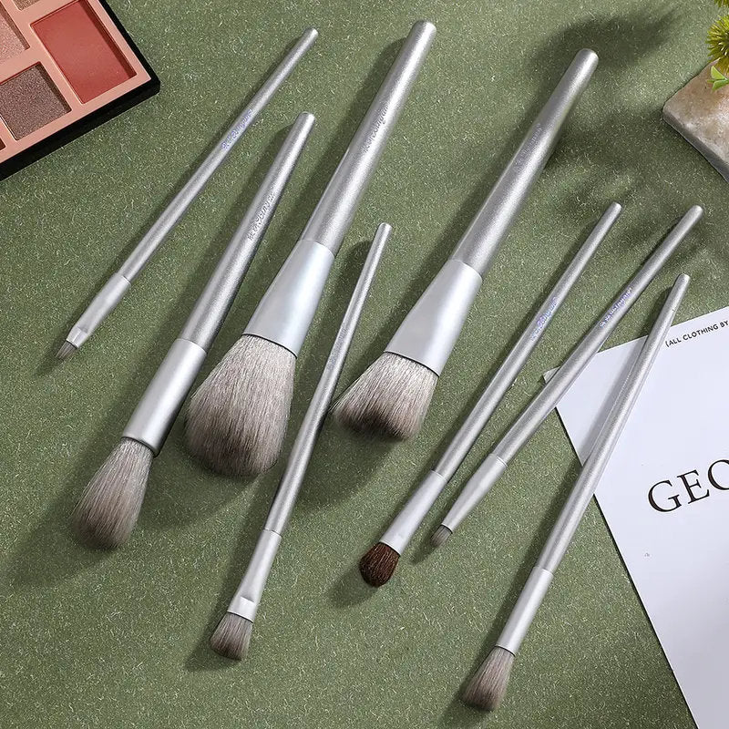 8pcs Silvery Professional Make Up Brush Set Beauty Tools Kit Eye Shadow Brush Eyebrow