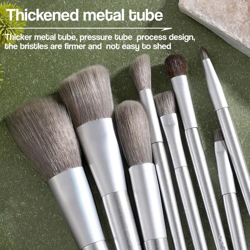 8pcs Silvery Professional Make Up Brush Set Beauty Tools Kit Eye Shadow Brush Eyebrow