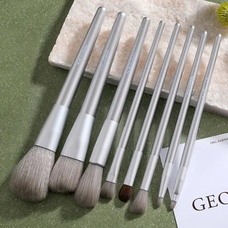 8pcs Silvery Professional Make Up Brush Set Beauty Tools Kit Eye Shadow Brush Eyebrow