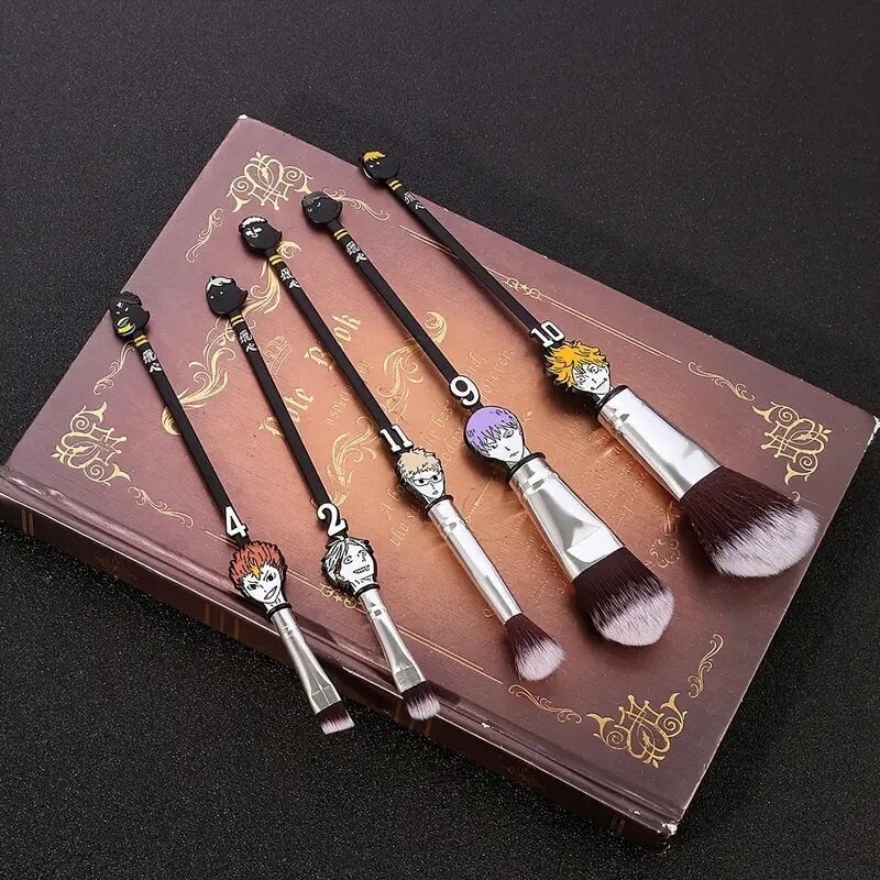 Cute Anime Makeup Brushes | 5 Pcs Cosmetic Brushes Foundation Blending Brush Eyeshadows Face Powder Fan Brushes Kit