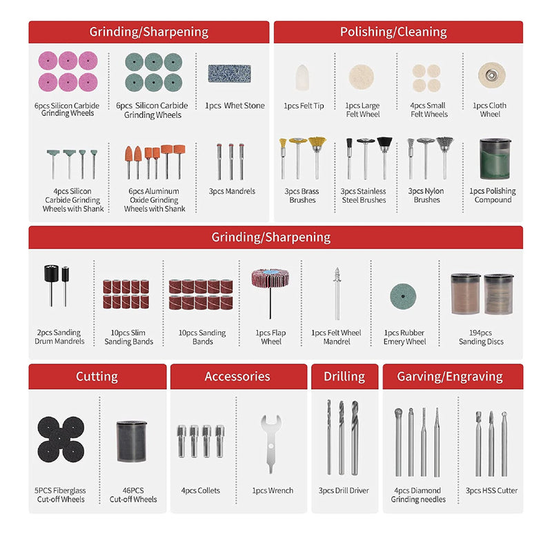 Rotary Tool Accessory Kit | 1/8 Inch Diameter Shanks