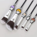 Cute Anime Makeup Brushes | 5 Pcs Cosmetic Brushes Foundation Blending Brush Eyeshadows Face Powder Fan Brushes Kit