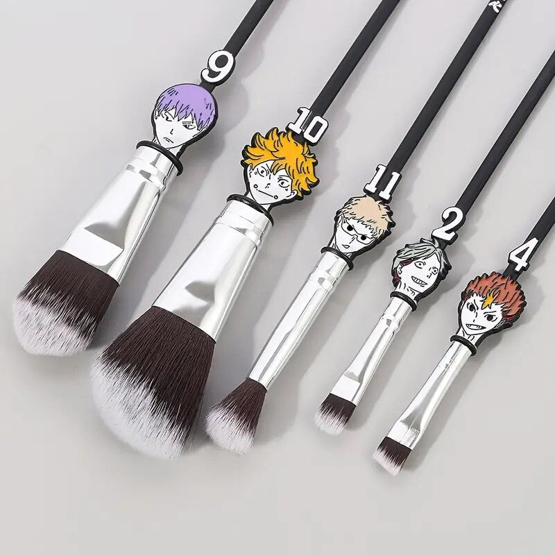 Cute Anime Makeup Brushes | 5 Pcs Cosmetic Brushes Foundation Blending Brush Eyeshadows Face Powder Fan Brushes Kit