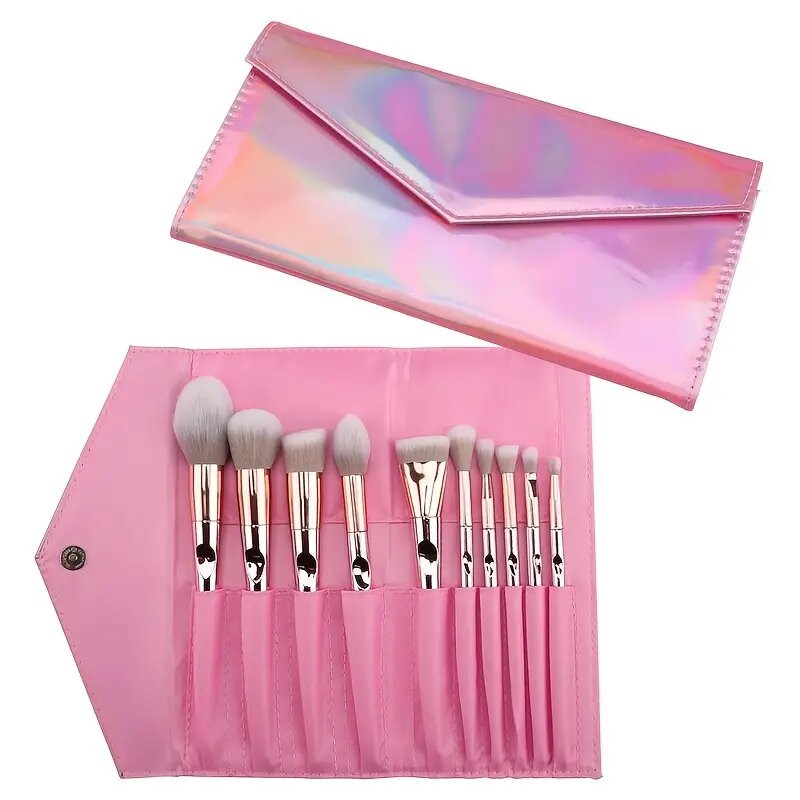 10pcs Makeup Brushes Kit With A Storage Bag Pink Beauty Tools For All Eye Shadows Eyeliners Eyebrows Foundations Blushes Foundations