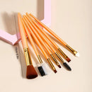 7Pcs Portable Makeup Brush Set With Bag Kabuki Foundation Blending Blush Eyeshadow Eyeliner Powder Eyebrow Concealer Brushes Kit | Brown