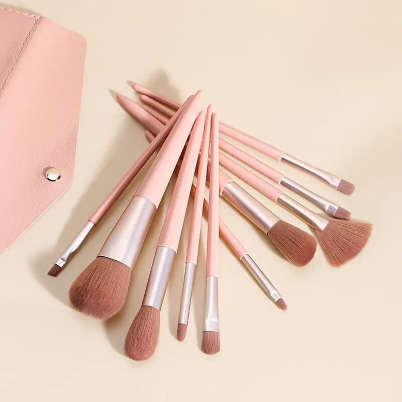 10Pcs Professional Makeup Brushes Tool Set Powder Blush Foundation Eye Shadow Lip Make Up Fan Brush Cosmetic Kit Makeup Brush Set