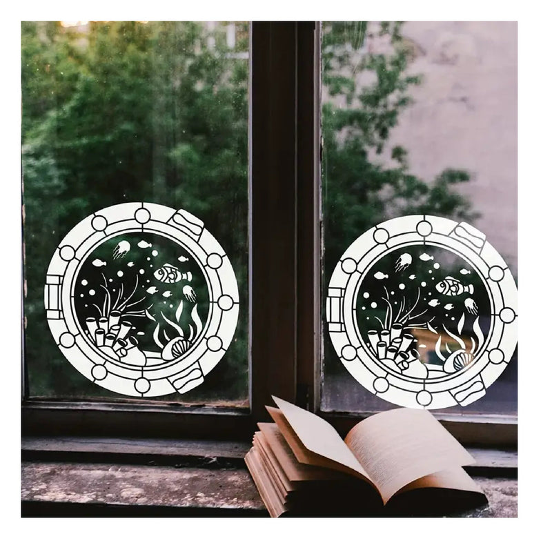 1 Underwater World Window Stencil | 11.8x11.8 Inch Underwater Creatures Stencil