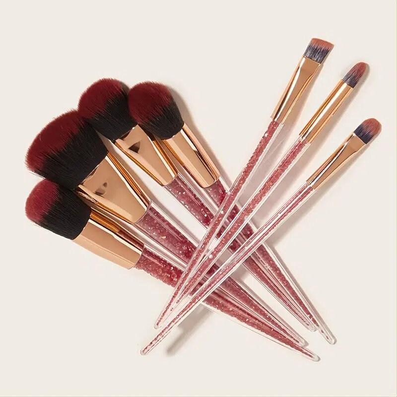 7Pcs/Set Diamond Makeup Brushes Kit Blending Contour Foundation Eyeshadow Eyebrow Brush | Pink
