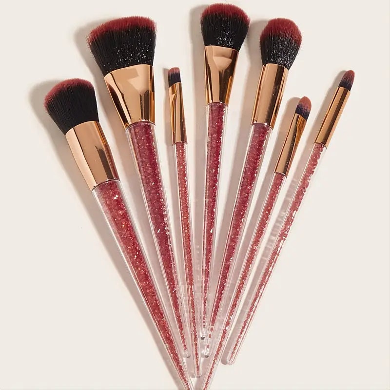 7Pcs/Set Diamond Makeup Brushes Kit Blending Contour Foundation Eyeshadow Eyebrow Brush | Pink