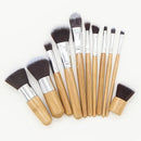 11PCS Professional Bamboo Makeup Brushes Set Eyeshadow Foundation Blusher Brush Kits Soft