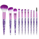Makeup Brush Set 10 Piece Set Fashion Glitter Handle Makeup Brush Professional Face Powder Foundation Blending Blush Eyeshadow Eyeliner