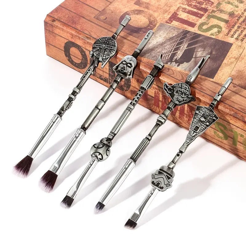 Makeup Brushes Set | 5pcs Cosmetic Makeup Brush Set Professional Tool Kit Set Drawstring Bag Included (silvery)