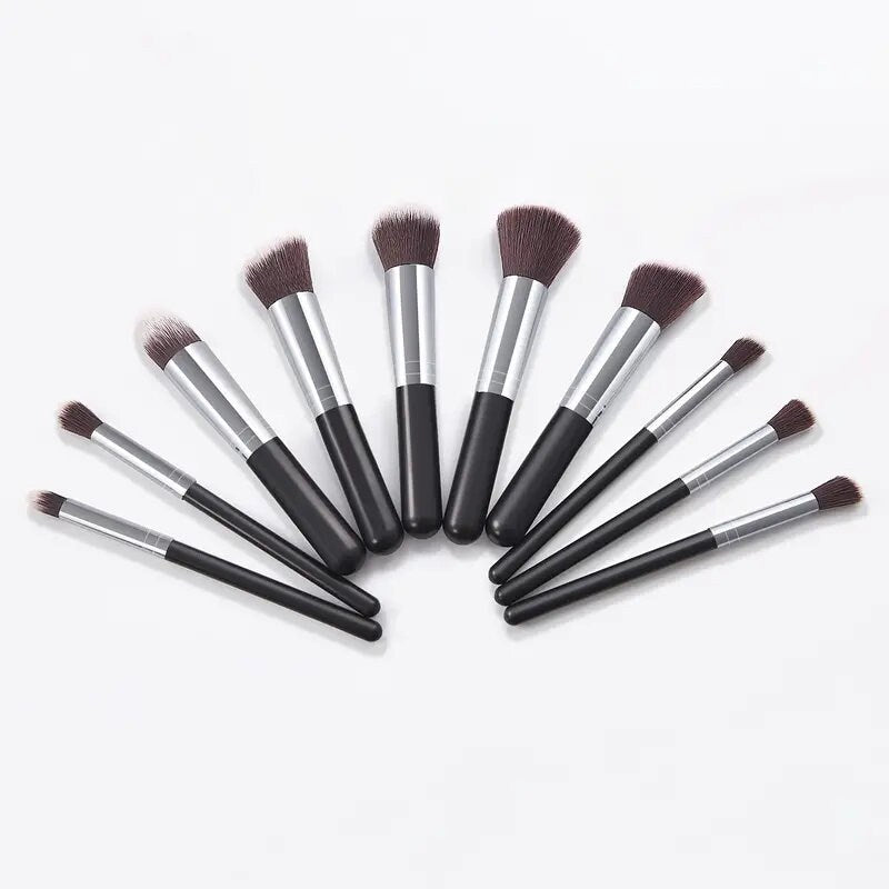 Foundation Powder Brush Kabuki Concealer Blush Makeup Brushes 10pcs Makeup Brushes Kit Professional Nylon Hair Make Up Brush Set