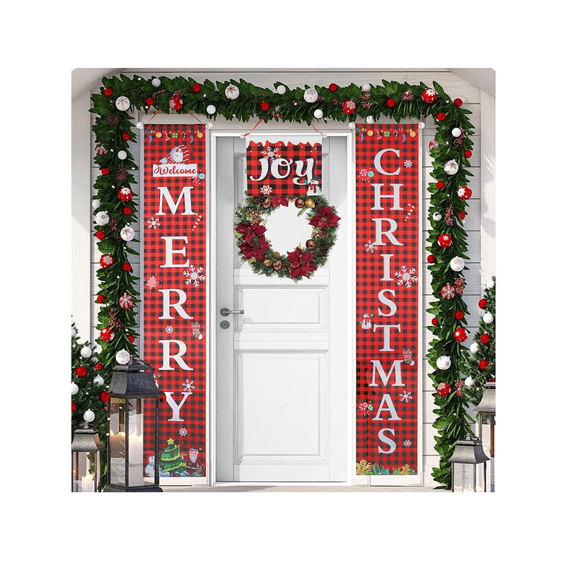 AMAZECO Christmas Door Banners Hang Flag Couples | Porch Sign Decorations