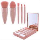 Easy-taken Travel Makeup Brush Set | 5pcs Mini Complete Function Cosmetic Brushes Kit | 5pcs With Mirror